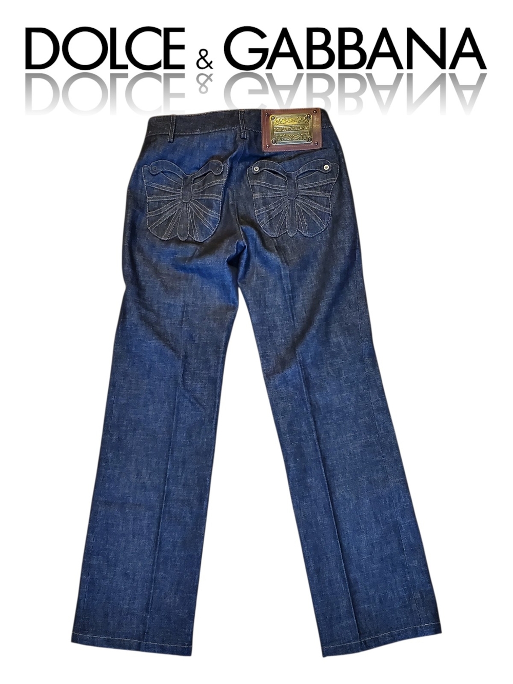 Dolce & Gabbana Denim Butterfly Bootcut Flare Denim Jeans EU 40 NWT Authenticate - Picture 7 of 17